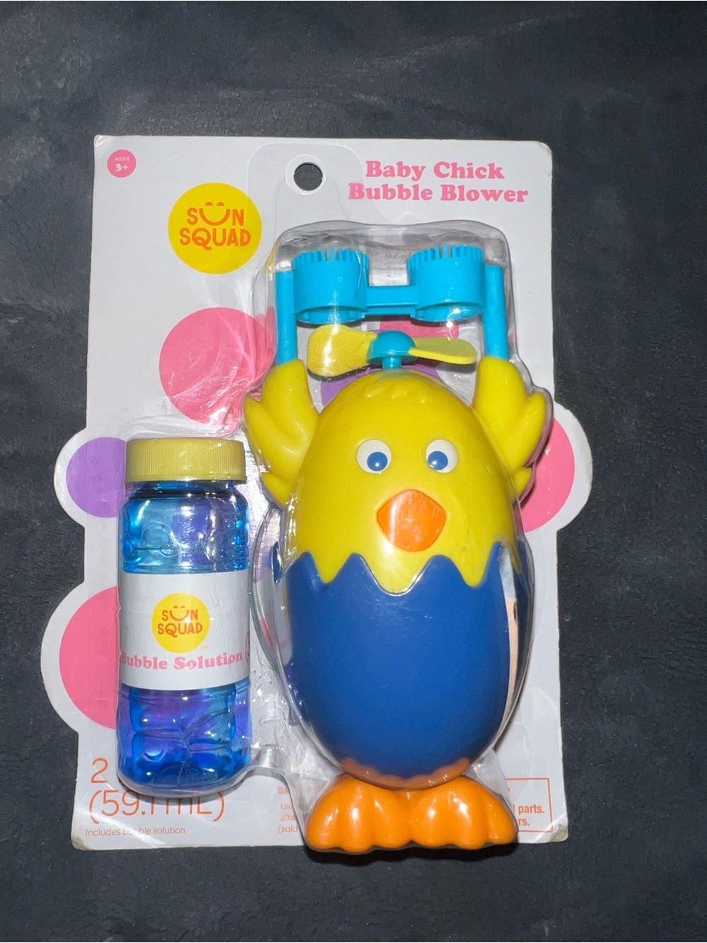 New Sun Squad Baby Chick Bubble Blower Yellow & Blue Easter